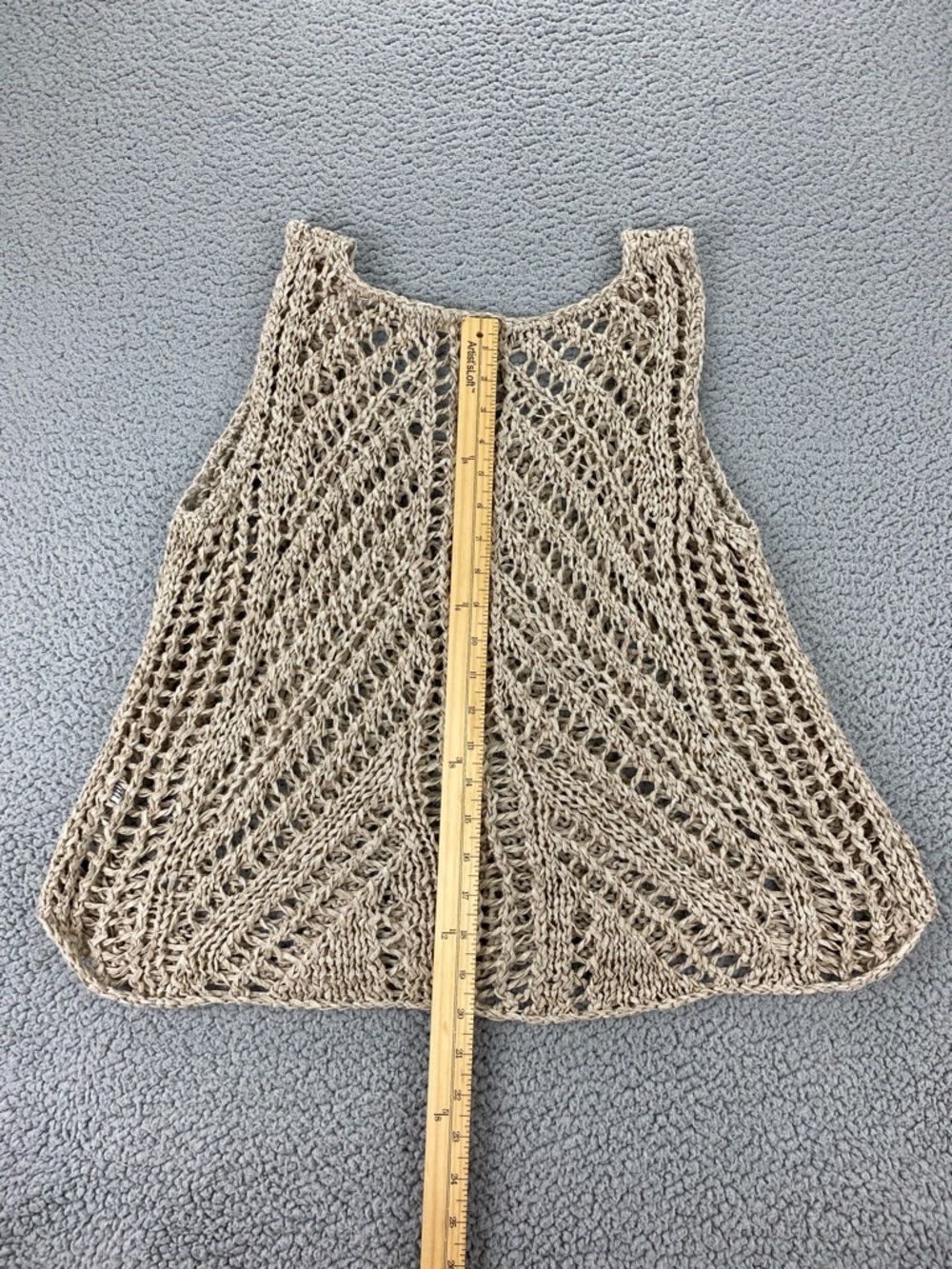Eileen Fisher XL Open Knit Linen Blend Crochet Tank Boho Lagenlook Layering Top - Picture 9 of 13